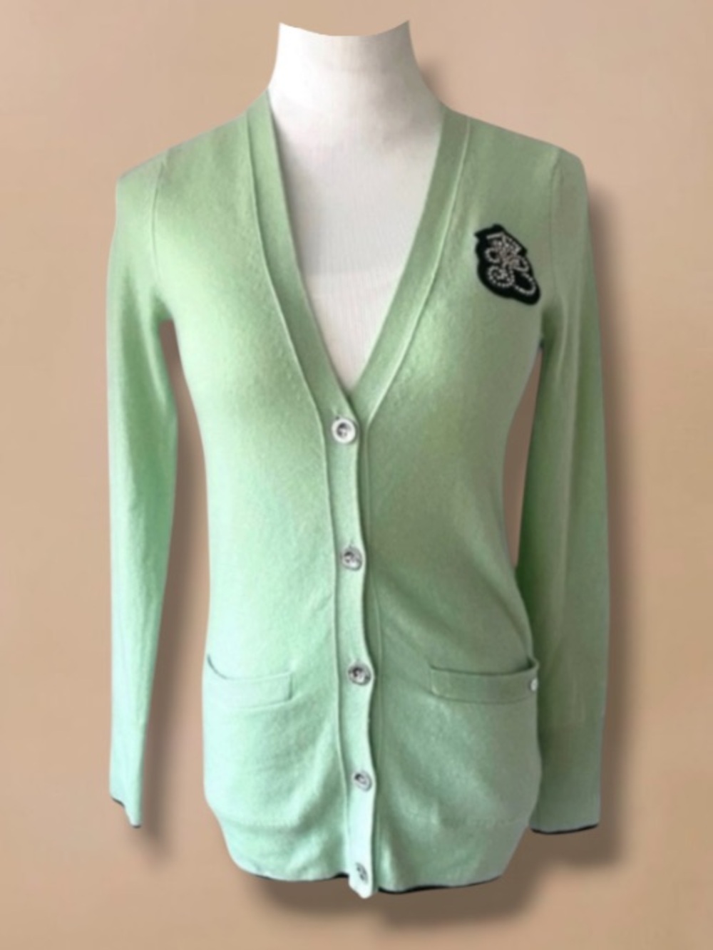 RARE Y2K COLLECTORS JUICY COUTURE Logo Crest 100% Cashmere Knit Cardigan Jacket
